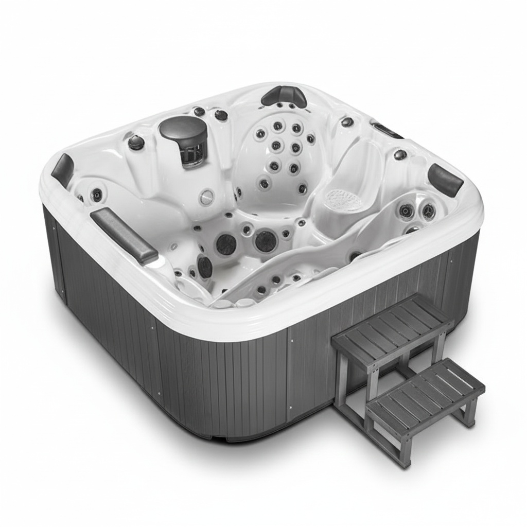 Hot Tub - อ่างน้ำร้อนสปาสำหรับ 6 คน, อ่างน้ำวนตาข่ายไนลอนทนทาน, อ่างน้ำร้อนกลางแจ้งเกรดอุตสาหกรรม, อะไหล่ทดแทนคุณภาพพรีเมียมสำหรับงานหนัก