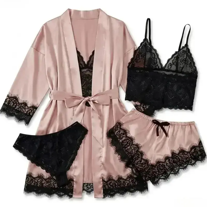 ชุดนอนผ้าซาตินสำหรับผู้หญิง 4  - Bathrobe บทวิจารณ์และราคา